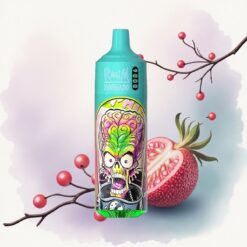 RandM Fumot Tornado 9000 Puffs Eper Gránátalma 850 mAh Mesh Coil RGB Kijelzős